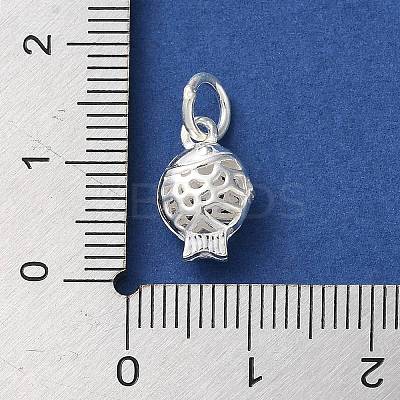 925 Sterling Silver Hollow Fish Charms with Jump Rings STER-E071-01S-03-1