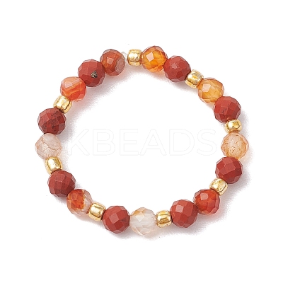 Natural Gemstone Beaded Stretch Rings RJEW-JR00866-1