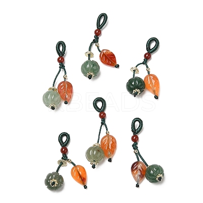 Natural Green Aventurine & Natural Agate Pendant Decorations G-G008-08G-1