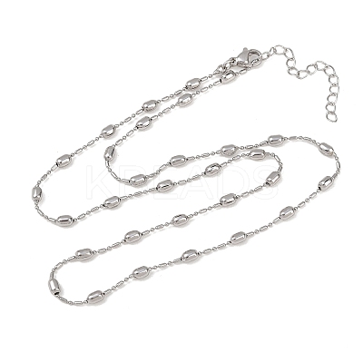 Brass Oval Ball Chain Necklaces for Men Women NJEW-L012-03P-1