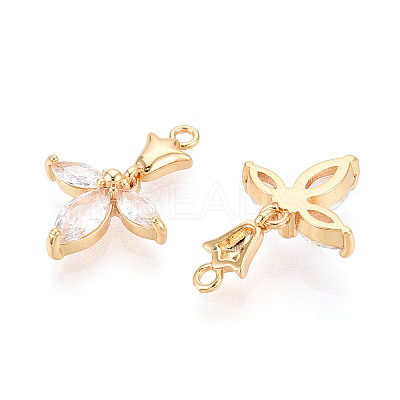 Brass Micro Pave Clear Cubic Zirconia Pendants KK-T078-05G-02-1