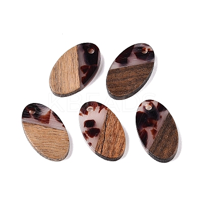 Transparent Resin and Walnut Wood Pendants RESI-T057-03B-1