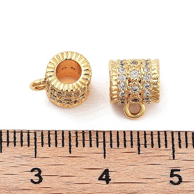 Brass Micro Pave Clear Cubic Zirconia Tube Bails KK-S394-06D-1