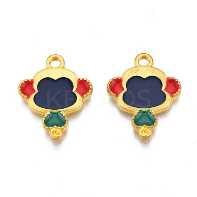 Rack Plating Alloy Enamel Pendants ENAM-S122-63G-1