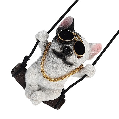 Cute Resin Swinging Bulldog Pendant Decorations LS-HJEW-A010-01B-1