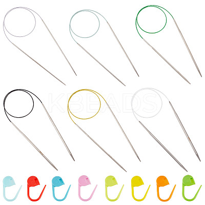 6Pcs 6 Styles Stainless Steel Circular Knitting Needles IFIN-GF0001-32-1
