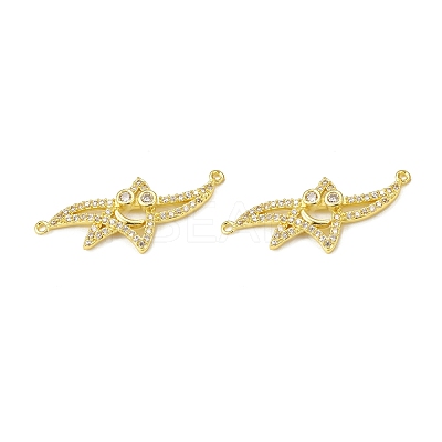Brass Pave Clear Cubic Zirconia Connector Charms KK-E068-VB382-1