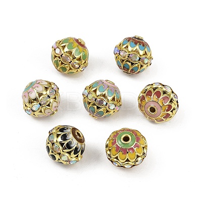 Brass Enamel Beads KK-L236-01A-G-1