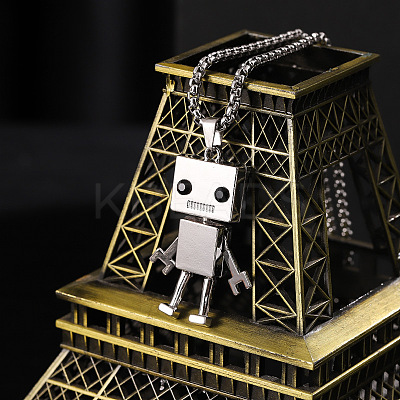 Alloy Robot Pendant 201 Stainless Steel Box Chain Necklaces FS-WG372FC-04-1