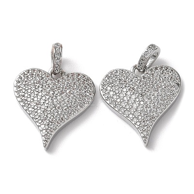Rack Plating Clear Brass Micro Pave Cubic Zirconia Pendants KK-M254-09P-1