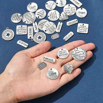 30Pcs 15 Styles Tibetan Style Alloy Pendants TIBEP-FS0001-40-1