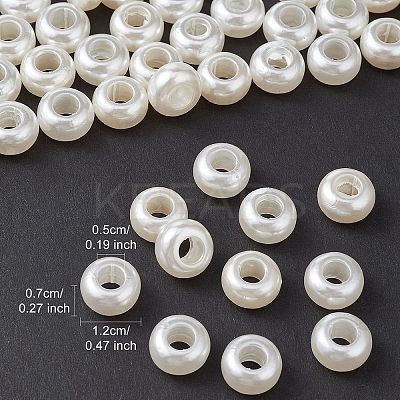ABS Plastic Imitation Pearl Rondelle Large Hole European Beads MACR-YW0002-87-1