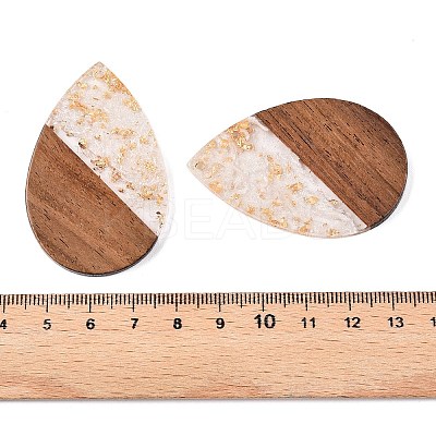 Transparent Resin & Walnut Wood Big Pendants RESI-T058-05N-1