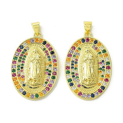 Brass Micro Pave Colorful Cubic Zirconia Pendants KK-H472-51D-G-1