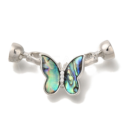 Brass & Abalone & Shell Fold Over Clasps KK-K389-129P-1