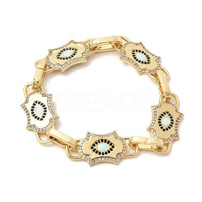 Brass Micro Pave Cubic Zirconia Link Chain Bracelets for Women BJEW-H639-13G-1
