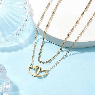 Stainless Steel Heart Pendant Necklaces for Women NJEW-JN04735-01-1