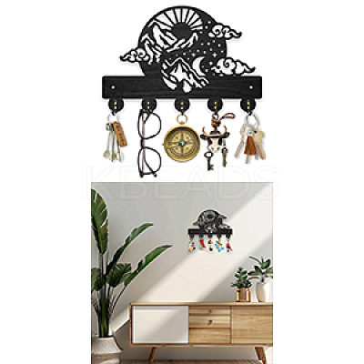 Wood & Iron Wall Mounted Hangers HJEW-WH0055-223-1