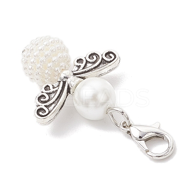 50Pcs Acrylic Imitation Pearl & Glass Pearl Angel Pendant Decorations HJEW-JM03480-03-1