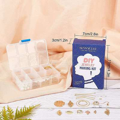 DIY Leaf & Pearl Dangle Earring Making Kits DIY-SC0016-50-1