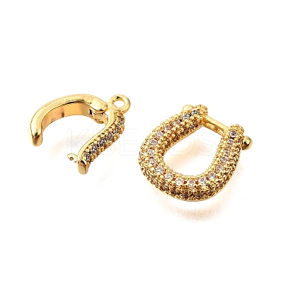 Brass Micro Pave Cubic Zirconia Fold Over Clasps KK-D356-13G-1