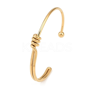 304 Stainless Steel Cuff Bangles for Women BJEW-C129-06G-1