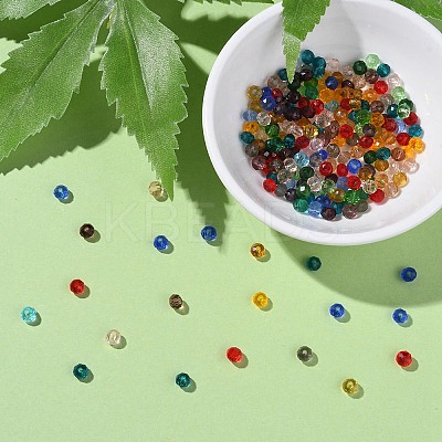 Faceted Rondelle Transparent Glass Beads GLAA-YW0001-84A-1