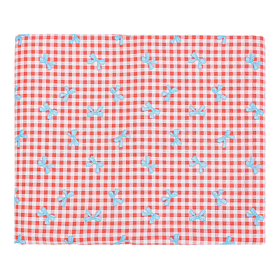 Bowknot & Tartan Pattern Cotton Fabric DIY-WH0890-31A-1