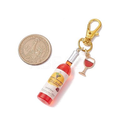 Goblet Alloy Enamel with Wine Resin Pendant Decorations HJEW-JM02524-1