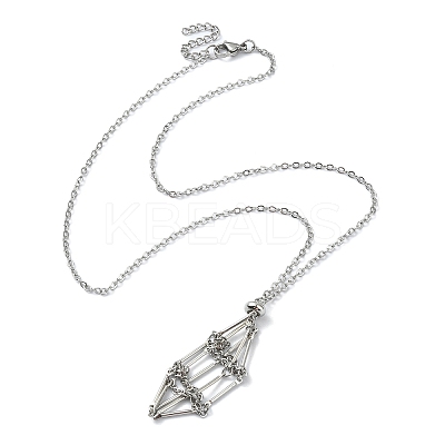 Tarnish Resistant 304 Stainless Steel Macrame Pouch Empty Stone Holder for Pendant Necklaces Making NJEW-TA00100-01-1