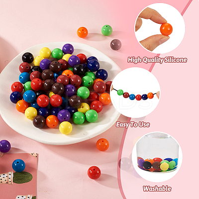 100Pcs 10 Colors Food Grade Eco-Friendly Silicone Focal Beads SIL-TA0001-27-1