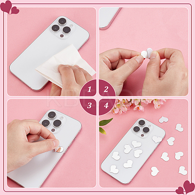 300Pcs Heart Mirror Self Adhesive Acrylic Mosaic Tiles DIY-PH0021-93-1