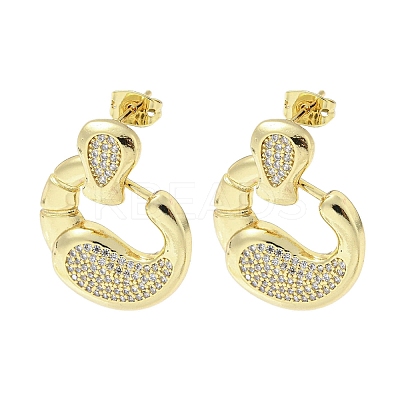 Crab Claw Rack Plating Brass Micro Pave Cubic Zirconia Dangle Stud Earrings EJEW-F331-20G-1