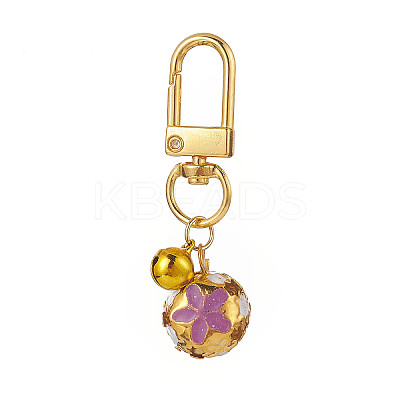 5Pcs 5 Colors Iron Enamel Pendant Swivel Bell Keychains HJEW-JM00867-1