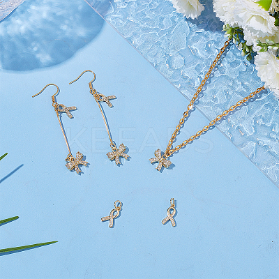 8Pcs 2 Styles Brass Micro Pave Cubic Zirconia Charms KK-AR0004-60-1