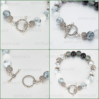 120Pcs 2 Colors Tibetan Style Alloy Toggle Clasps TIBE-SP0001-01-1