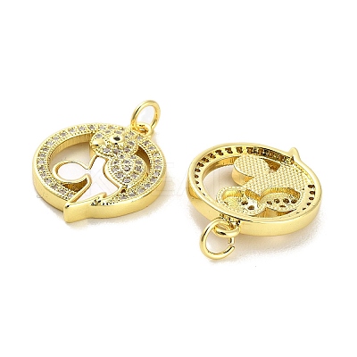 Brass Micro Pave Clear Cubic Zirconia Pendants KK-K365-01G-02-1