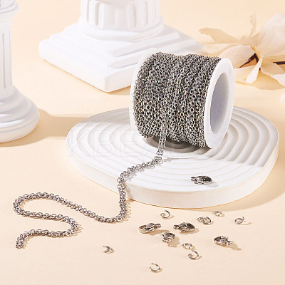 DIY 304 Stainless Steel Cable Chain Bracelets/Neckalaces Making Kits DIY-TA0011-27A-1