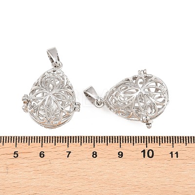 Brass Hollow Teardrop Cage Pendants KK-L079-20-NR-1