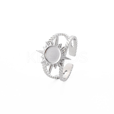 201 Stainless Steel Open Cuff Finger Ring Enamel Settings STAS-S119-159A-P-1