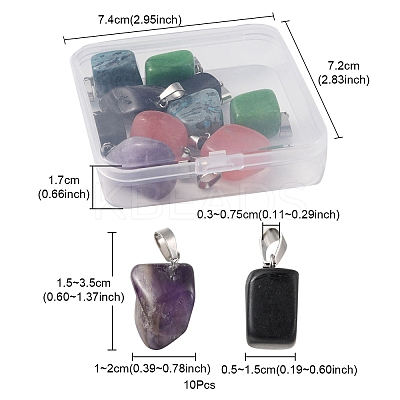10Pcs 5 Styles Natural & Synthetic Mixed Gemstone Pendants G-YW0001-37-1