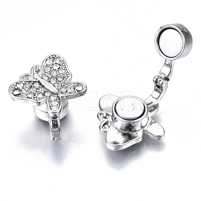 Brass Micro Pave Clear Cubic Zirconia Magnetic Clasps KK-N232-141P-NF-1