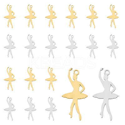 24Pcs 2 Colors Ion Plating(IP) 201 Stainless Steel Pendant STAS-DC0014-94-1