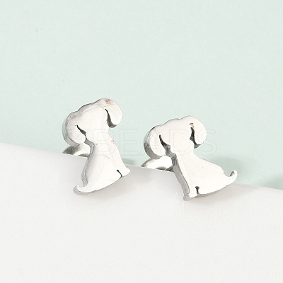 Tarnish Resistant 304 Stainless Steel Puppy Stud Earrings X-EJEW-F227-05P-1