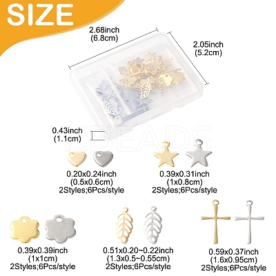 60Pcs 10 Styles 304 Stainless Steel Pendants STAS-FS0001-78-1