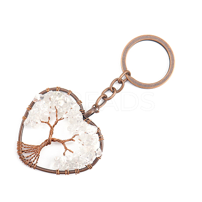 Natural Quartz Crystal Pendant Keychains HEAR-PW0001-148A-1