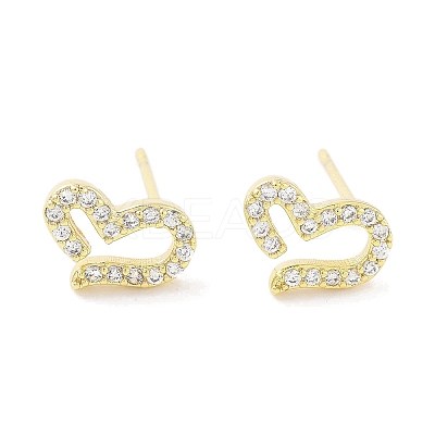 Brass Micro Pave Clear Cubic Zirconia Studs Earring for Women EJEW-S217-A10-1