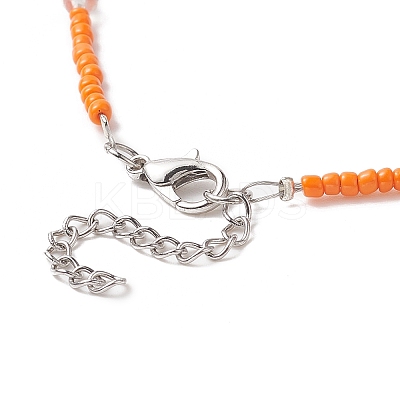 Glass Seed Beaded Necklace for Women NJEW-JN04258-1