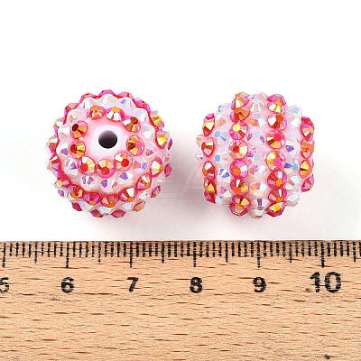 Stripe Pattern Resin AB Rhinestone Round Beads RESI-S313-18x20-11-1
