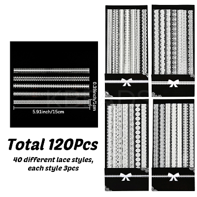 4Bag 4 Styles PET Plastic Lace Decorative Stickers AJEW-SP0002-77-1
